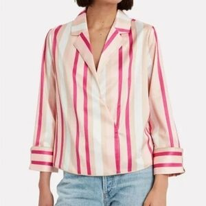 NOTES DU NORD Liv Striped Wrap Collar Blouse 36